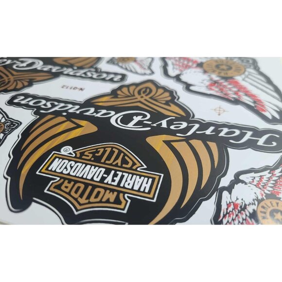 Harley Davidson Weather Resistant Vinyl Sticker Decal Gold and Red Wings 1x - Picture 4 of 4